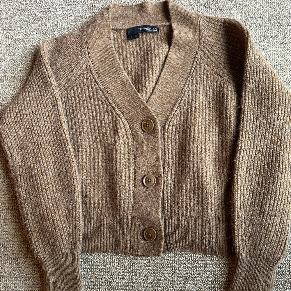 360 Sweater Tan Button-Up Cardigan